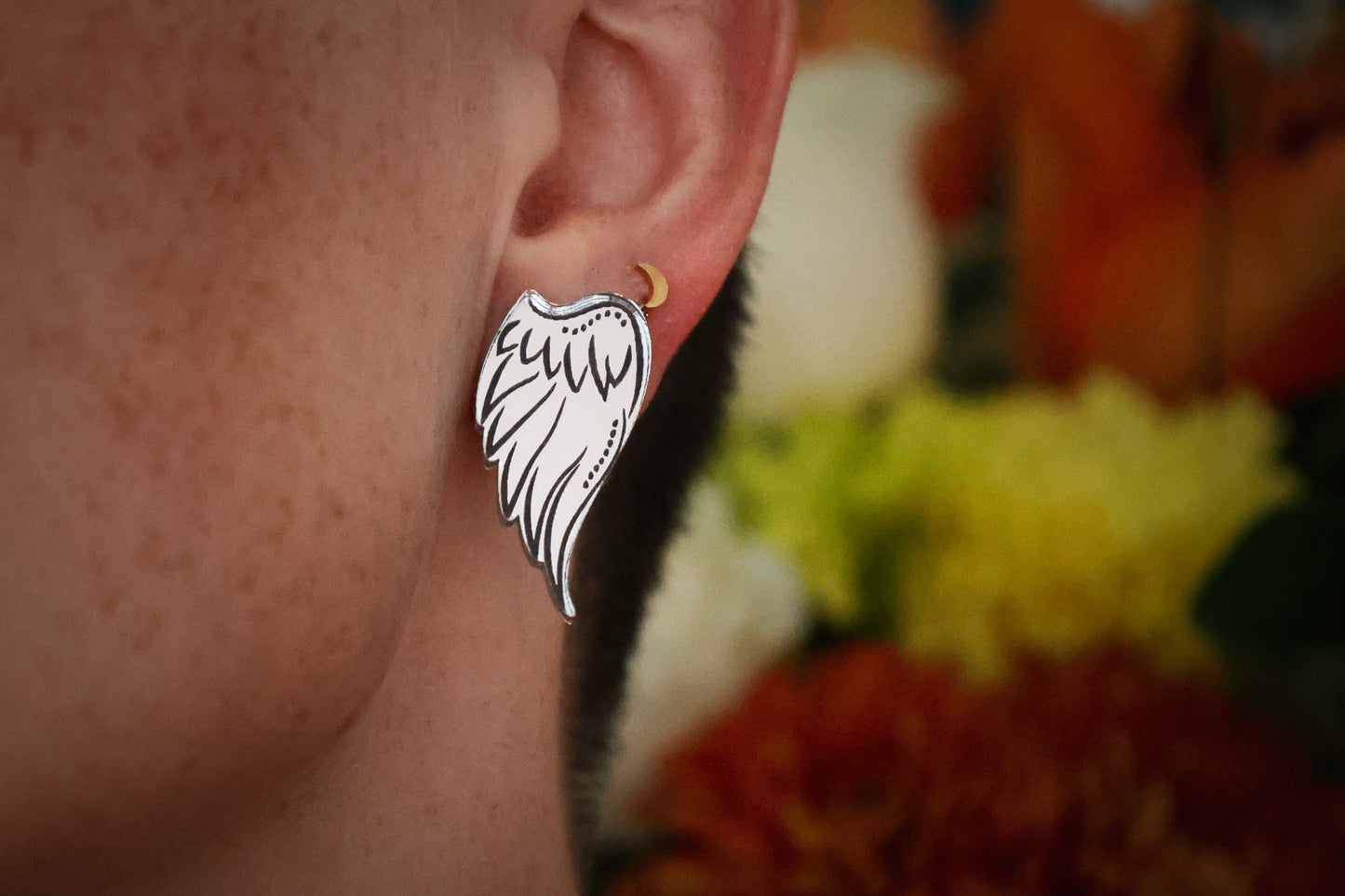 Angel Wings Stud Earrings - Light or Dark