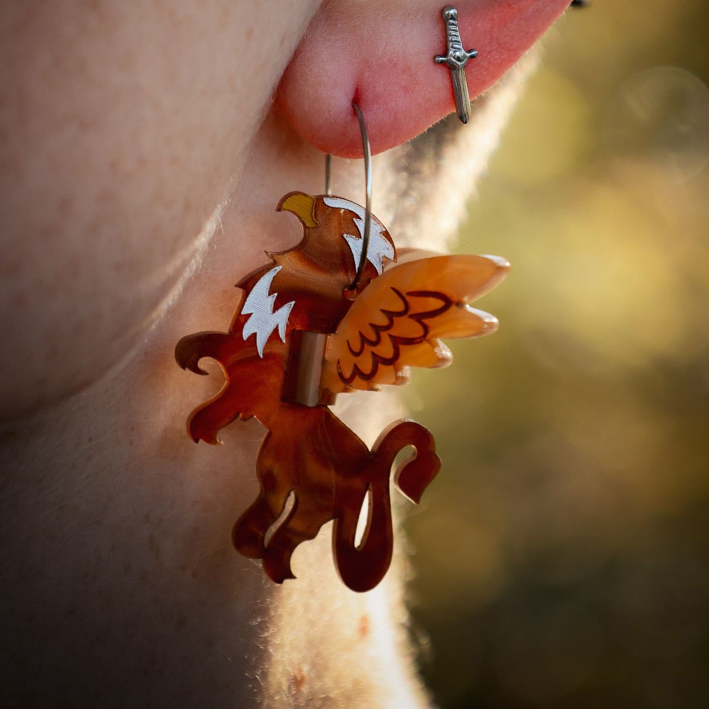 Spice & Dragons 3D Gryphon Griffin Earrings