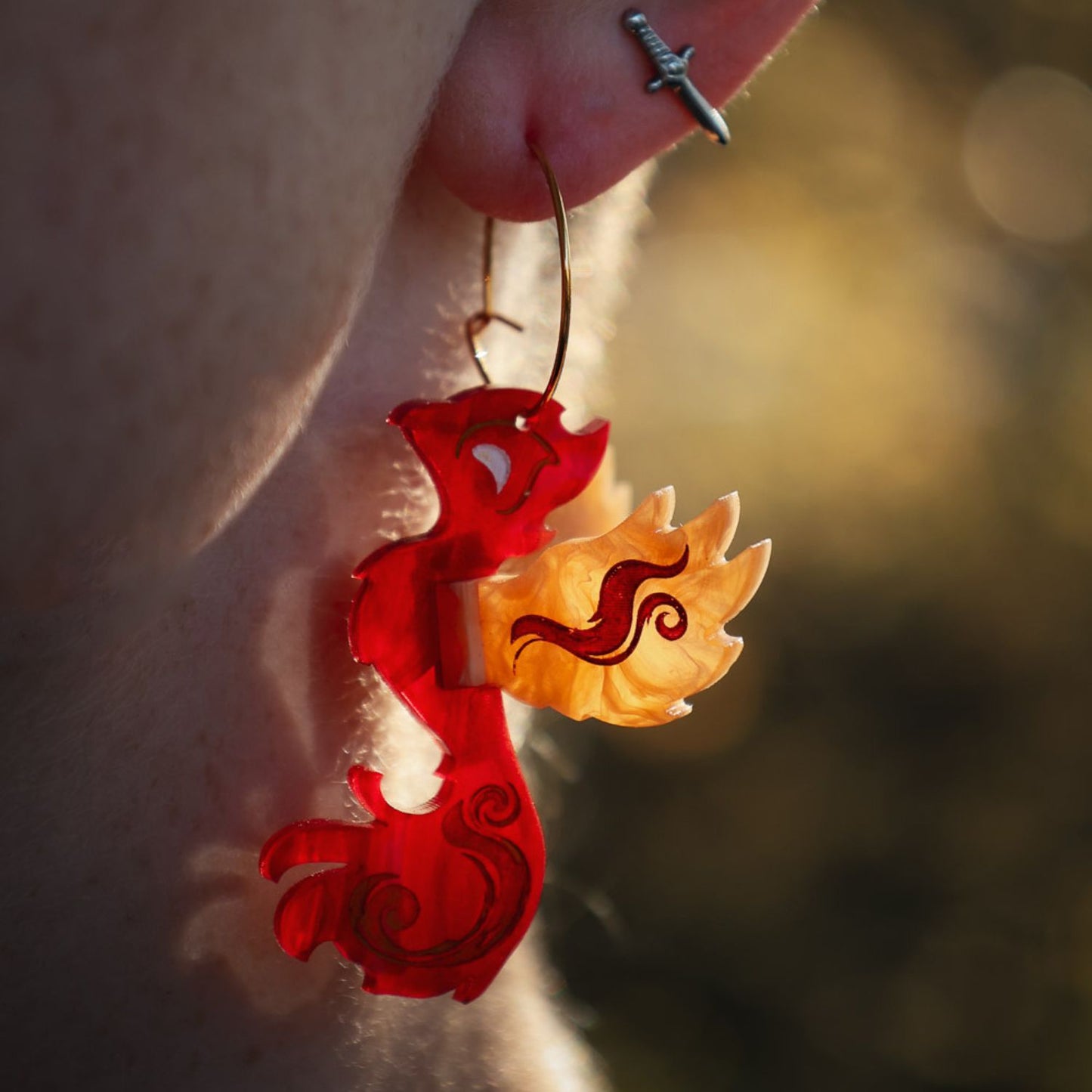 3D Phoenix Earrings - Handmade Fantasy Jewellery