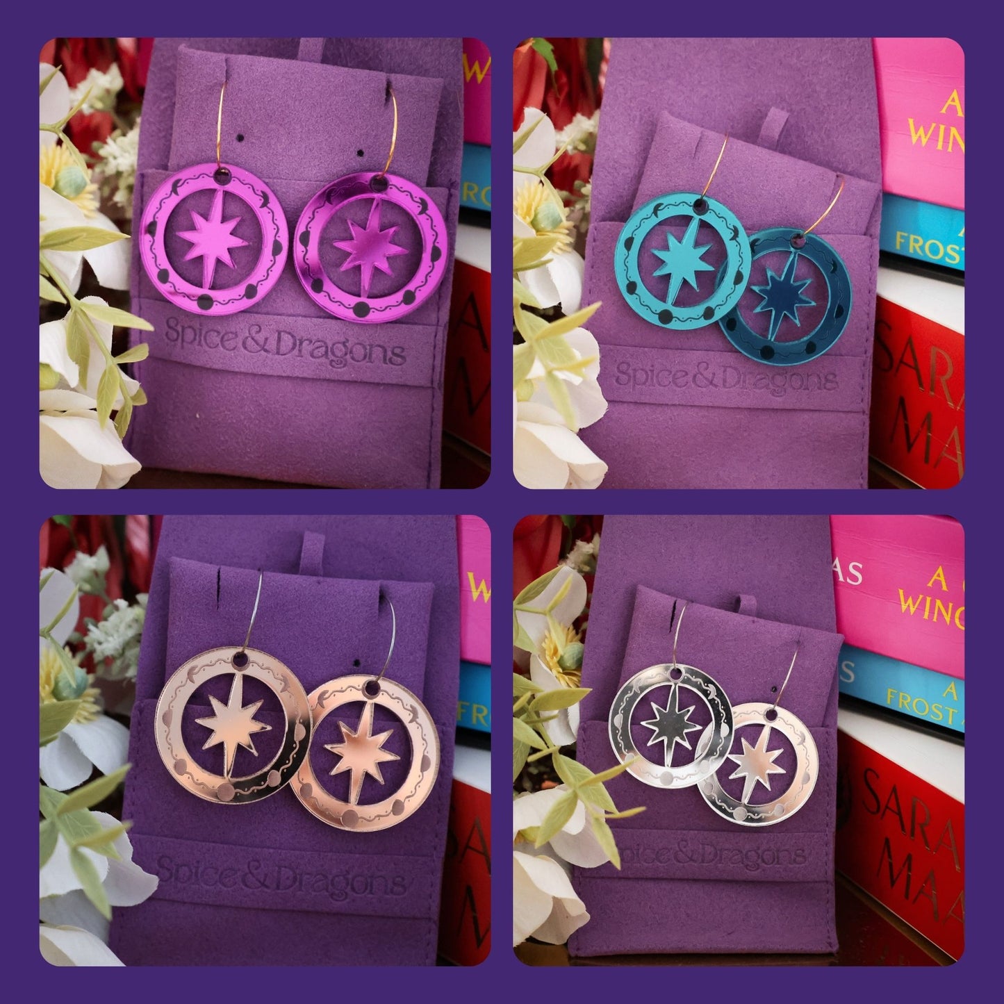 A Star Between Moons Earrings - Choose Your Colour