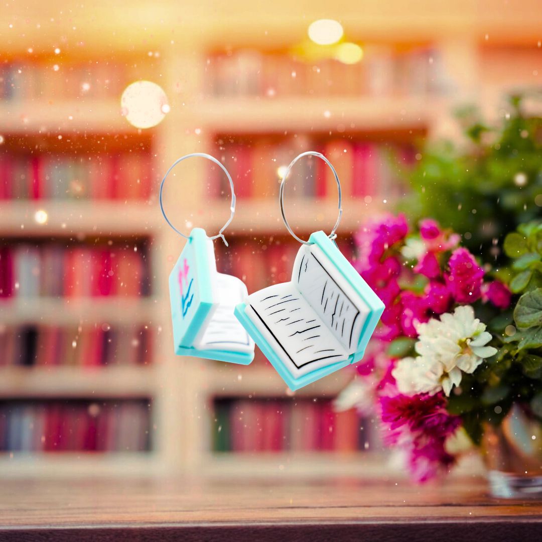 Friends to Lovers 3D Book Earrrings - Acrylic Hoop Earrings - Handmade Bookish Jewellery